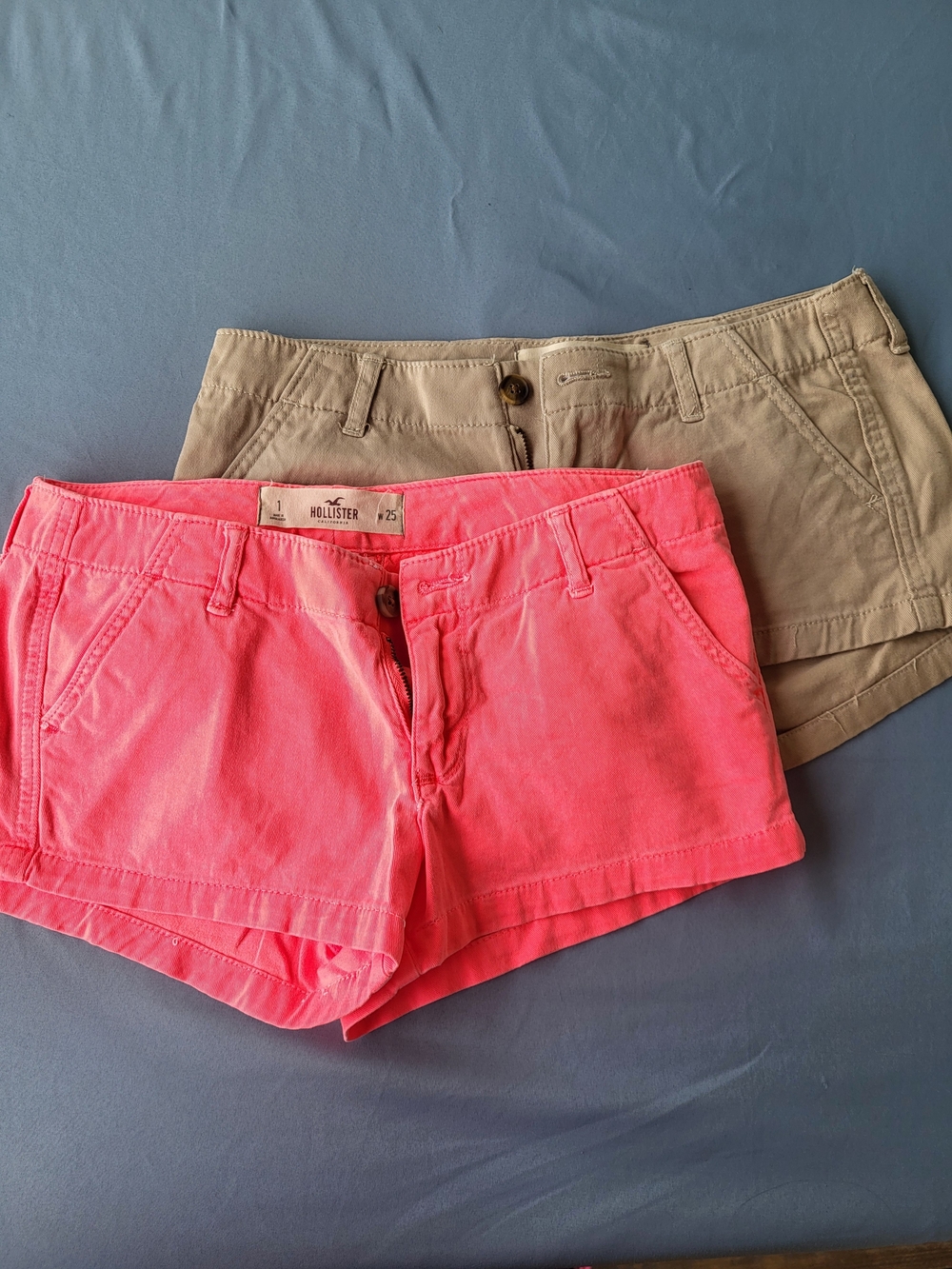Hollister Co. Y2K Aesthetic Low-Rise Twill Utility Mini Shorts 2-Piece Bundle